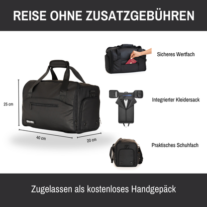AÉROSÉN Cabin S – Handgepäck-Reisetasche mit Kleidersack und Rucksackfunktion